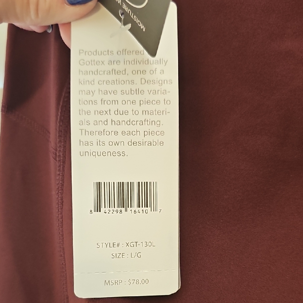 X By Gottex Leggings Maroon With Black Panels Size Large NWT - Picture 8 of 12